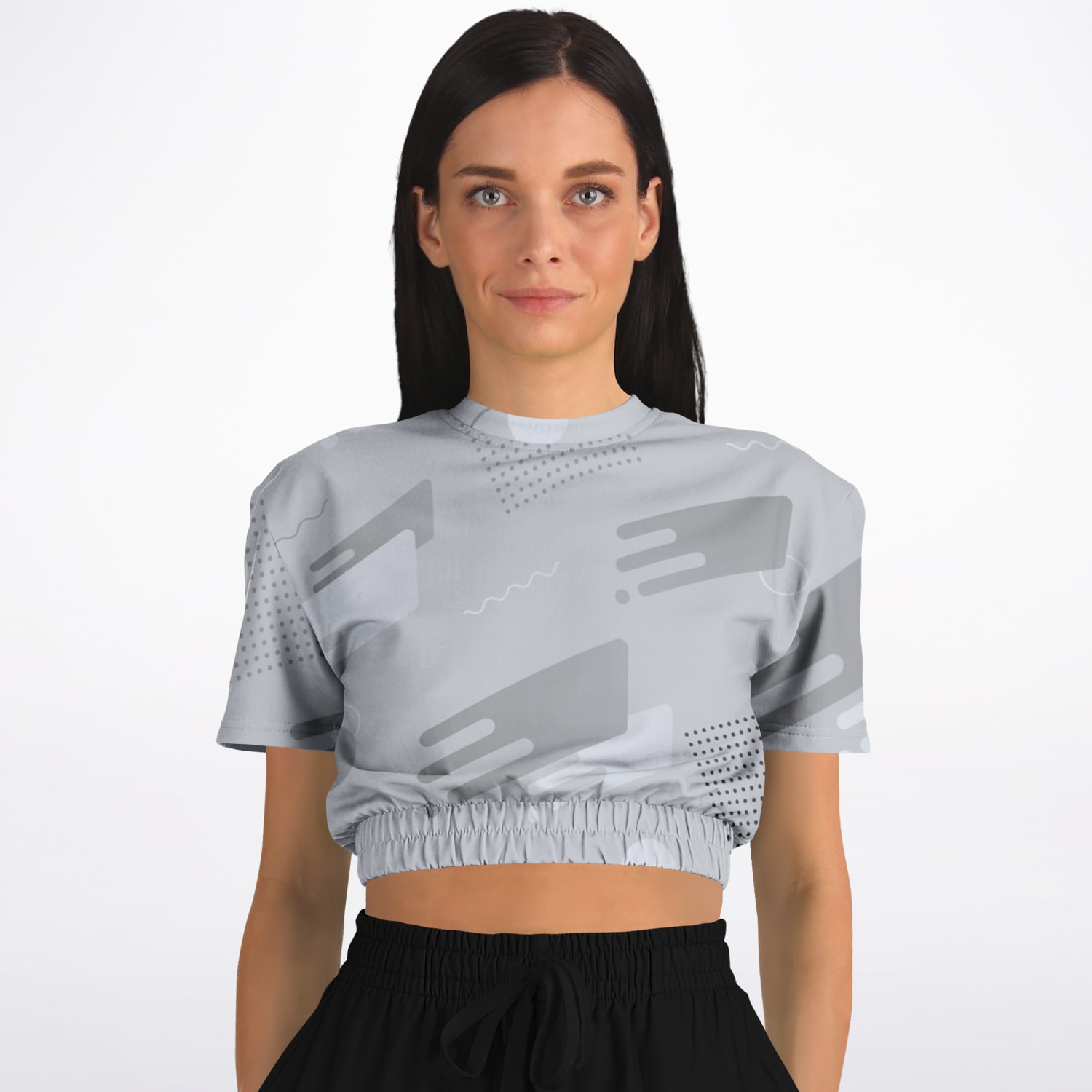 Athletic Cropped Short Sleeve Sweatshirt - AOP